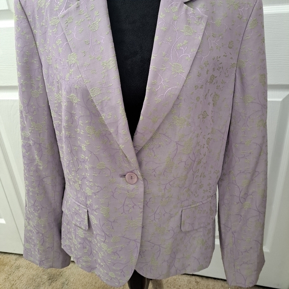 NWT Rena Rowan Floral Lavender & Green Embossed Jacket Size 16 - Picture 3 of 11